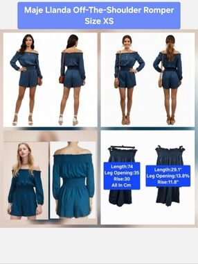 Maje Llanda Off-The-Shoulder Romper Size XS